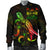 Fiji Polynesian Men's Bomber Jacket - Turtle With Blooming Hibiscus Reggae - Polynesian Pride