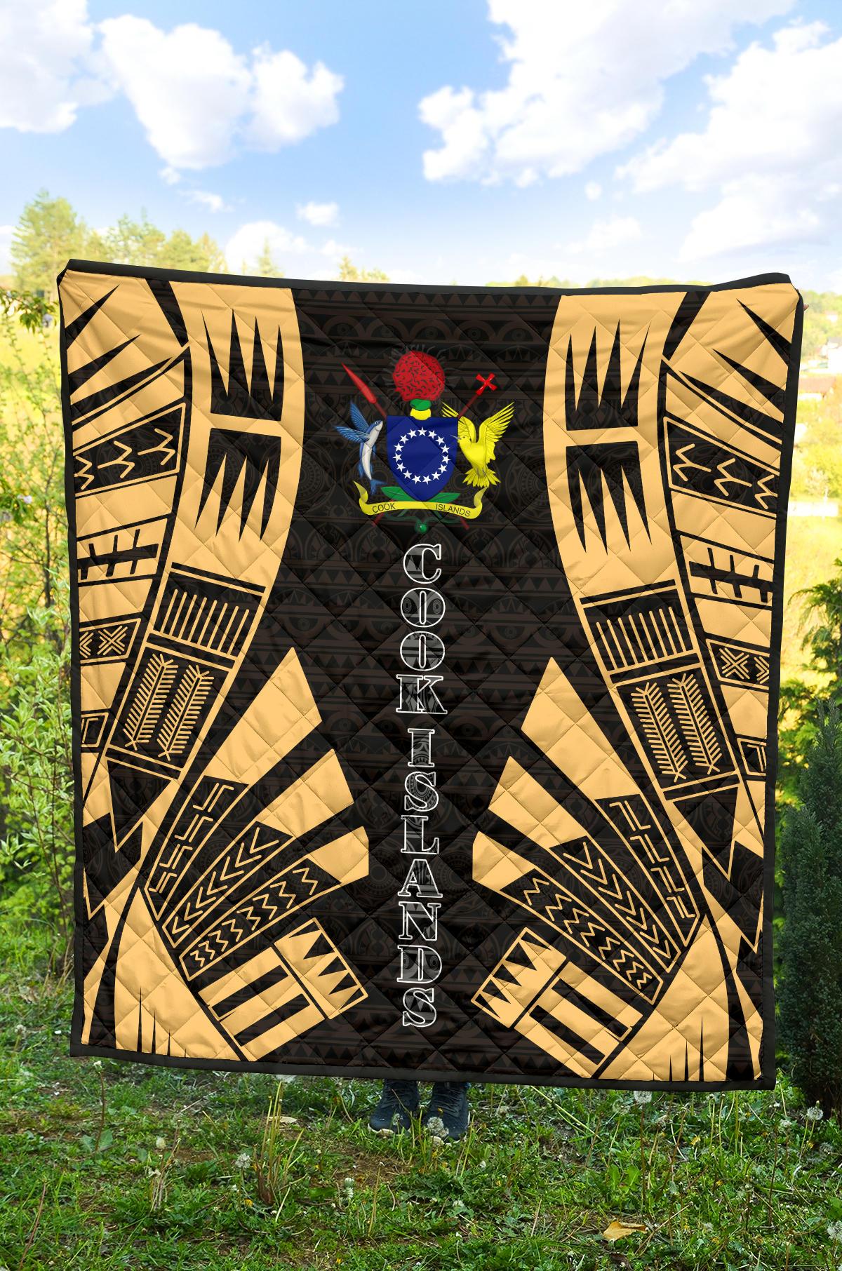 Cook Islands Premium Quilt - Cook Islands Polynesian Gold Tattoo - Polynesian Pride