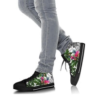 Wallis And Futuna High Top Shoes White - Turtle Plumeria Banana Leaf - Polynesian Pride