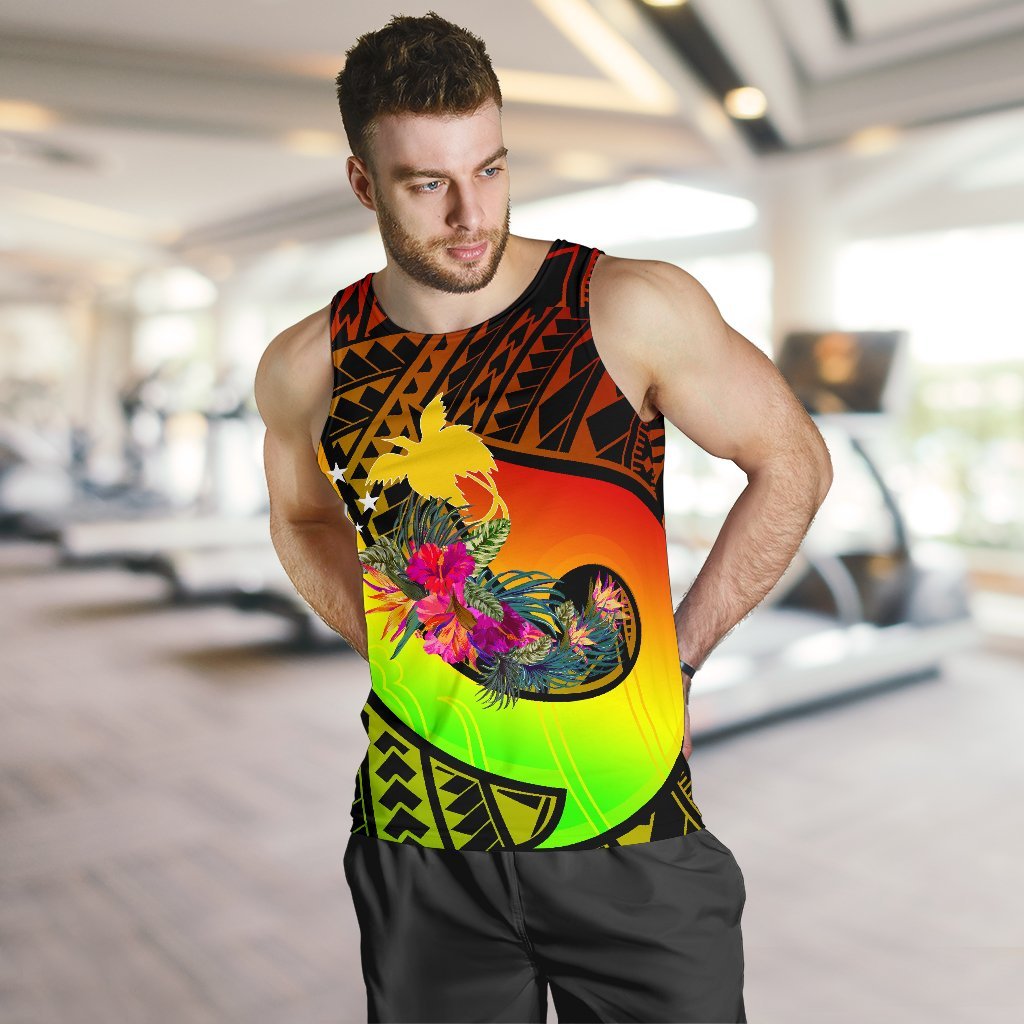 Papua New Guinea Men's Tank top - Polynesian Hook And Hibiscus (Reggae) Reggae - Polynesian Pride