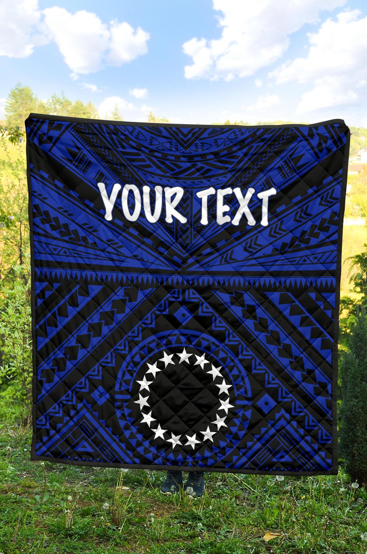 Cook Island Personalised Premium Quilt - Seal With Polynesian Tattoo Style ( Blue) - Polynesian Pride
