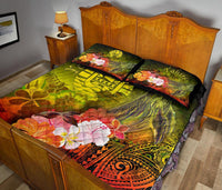 Tahiti Custom Personalised Quilt Bed Set - Humpback Whale with Tropical Flowers (Yellow) - Polynesian Pride