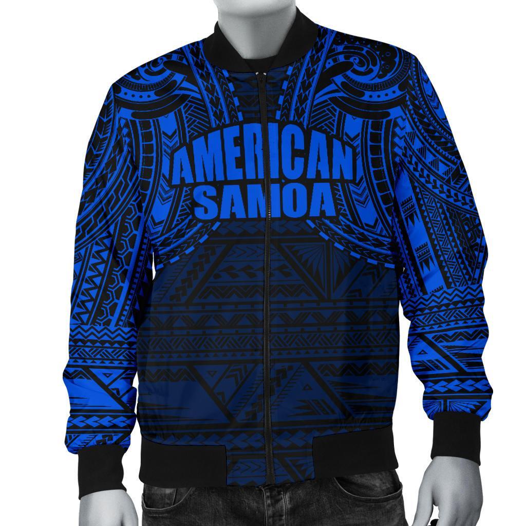 American Samoa Spirit Men's Bomber Jacket (Blue) Blue - Polynesian Pride