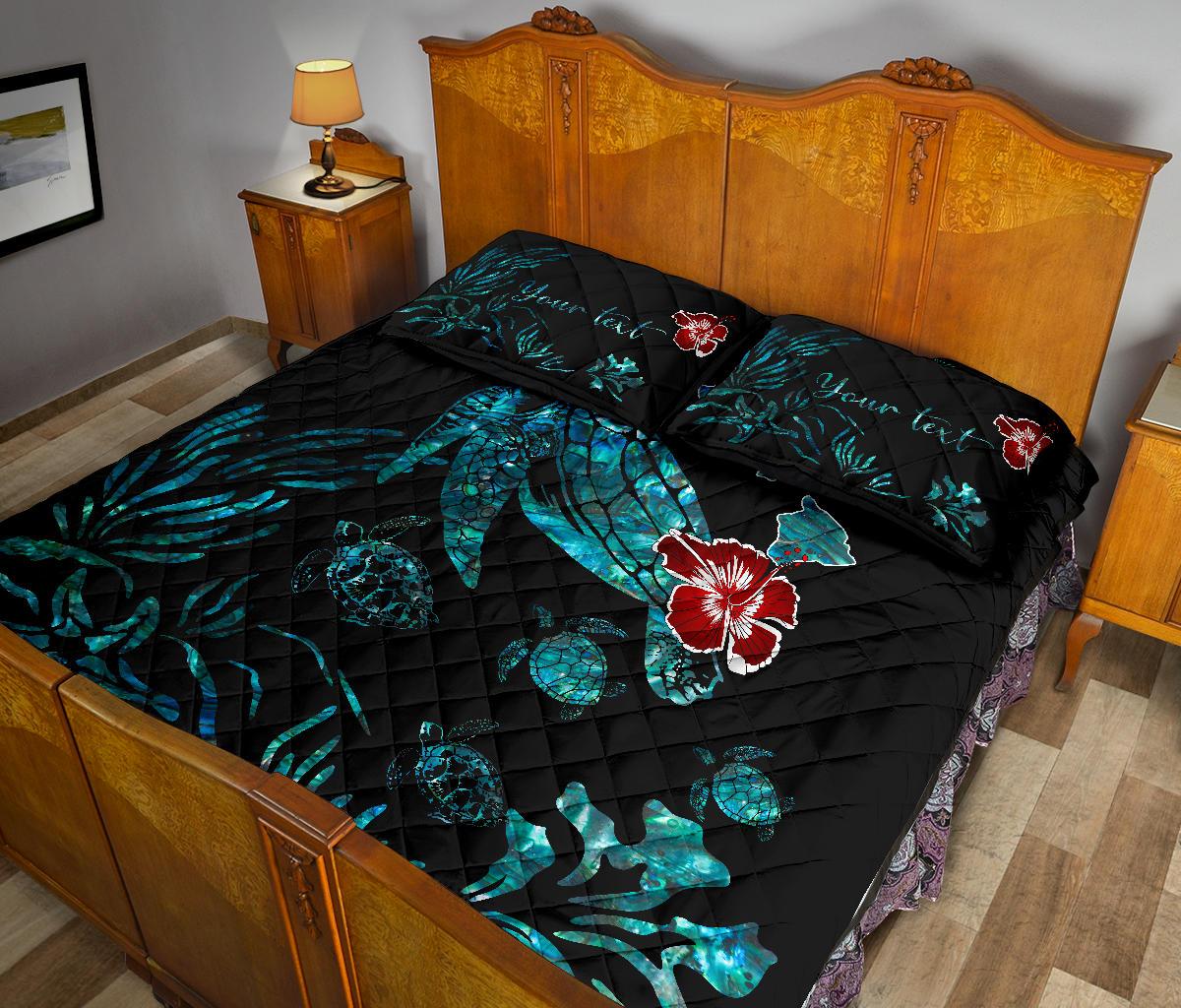 Personalized - Hawaii Ohana Honu Paua Shell Quilt Bed Set - Polynesian Pride