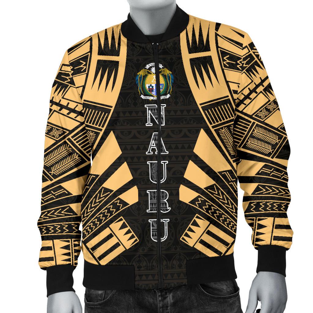 Nauru Men Bomber Jackets - Polynesian Tattoo Gold - Polynesian Pride