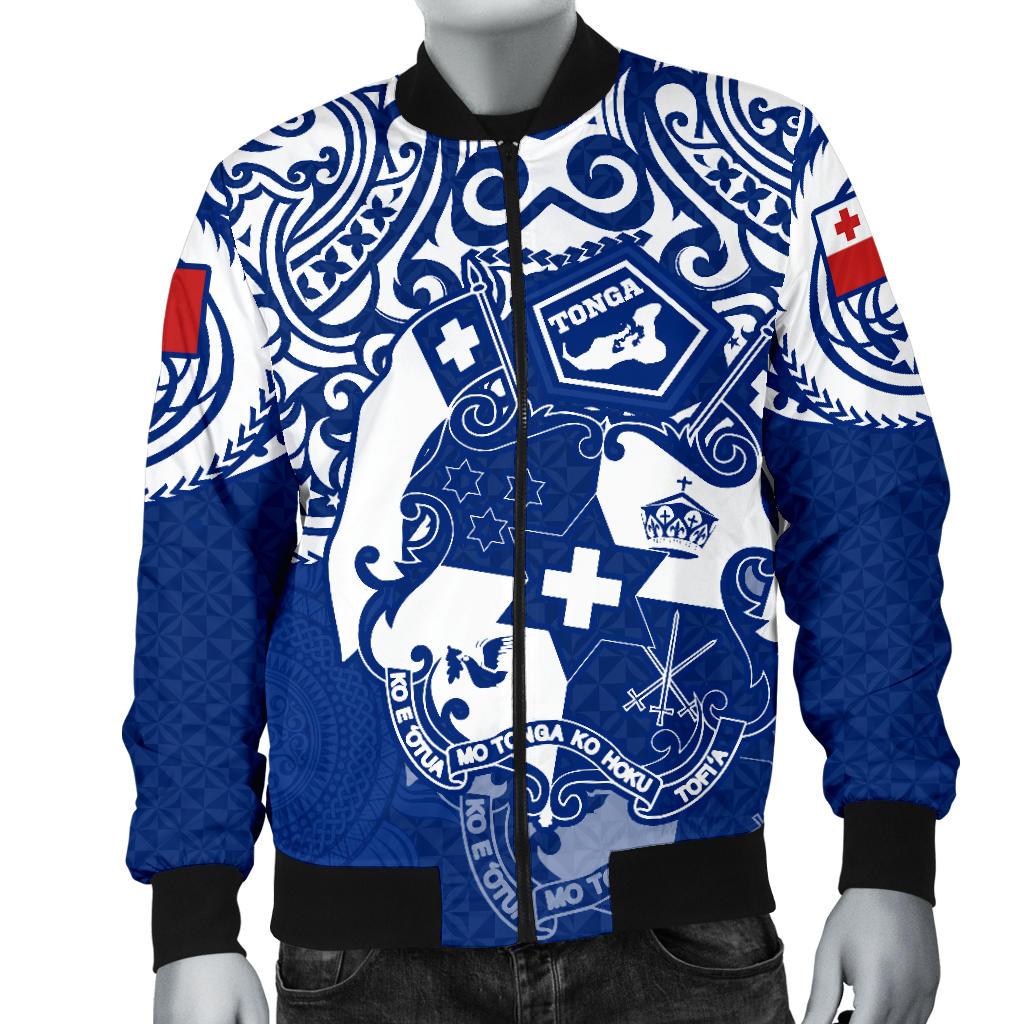 Tonga Polynesian Bomber Jacket (Men) - Tongan Pride (Bright Blue) - Polynesian Pride