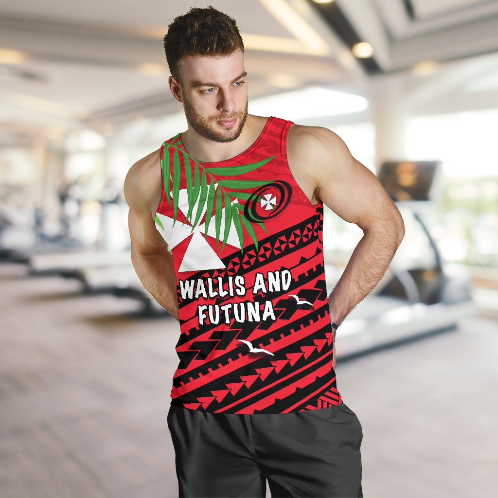 Wallis and Futuna Rugby Men's Tank Top Coconut Leaves - Polynesian Pride