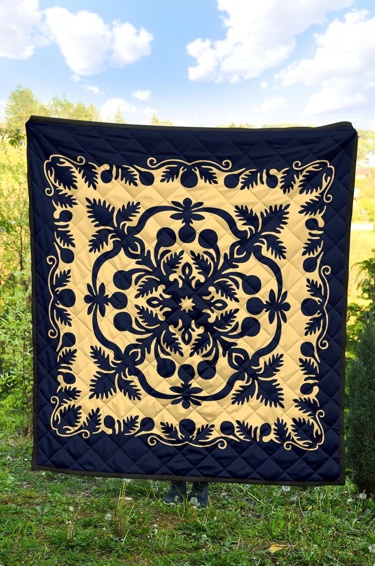 Hawaii Premium Quilt Royal Pattern - Indigo - Polynesian Pride