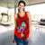 Guam Polynesian Custom Personalised Women's Racerback Tank - Floral With Seal Red - Polynesian Pride