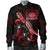 Samoa Polynesian Men's Bomber Jacket - Turtle With Blooming Hibiscus Red - Polynesian Pride