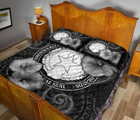 Northern Mariana Islands Polynesian Quilt Bed Set - Northern Mariana Islands Seal & Black Hibiscus - Polynesian Pride