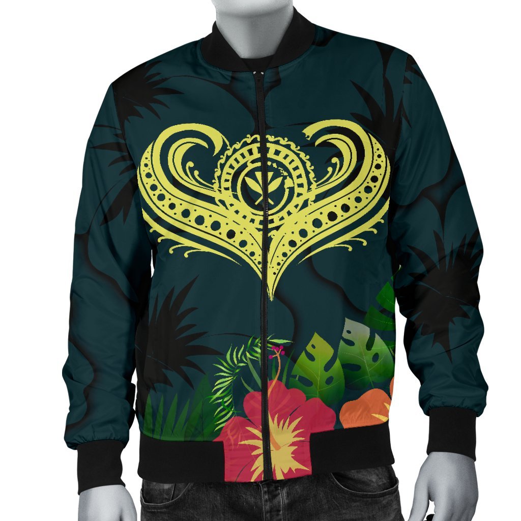 Polynesian Hawaii Kanaka Maoli Bomber Jacket - Heart with Hibiscus - Polynesian Pride
