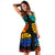 Polynesian Midi Dress - Rainbow Monstera Leave - Polynesian Pride