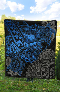 Samoa Polynesian Premium Quilt - Blue Turtle Flowing - Polynesian Pride