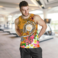 Hawaii Polynesian Men's Tank Top - Hawaii Seal With Turtle Plumeria (Gold) - Polynesian Pride