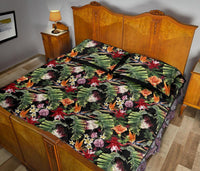 Hawaii Quilt Bed Set Tropical Flowers Watercolor. AH - Polynesian Pride