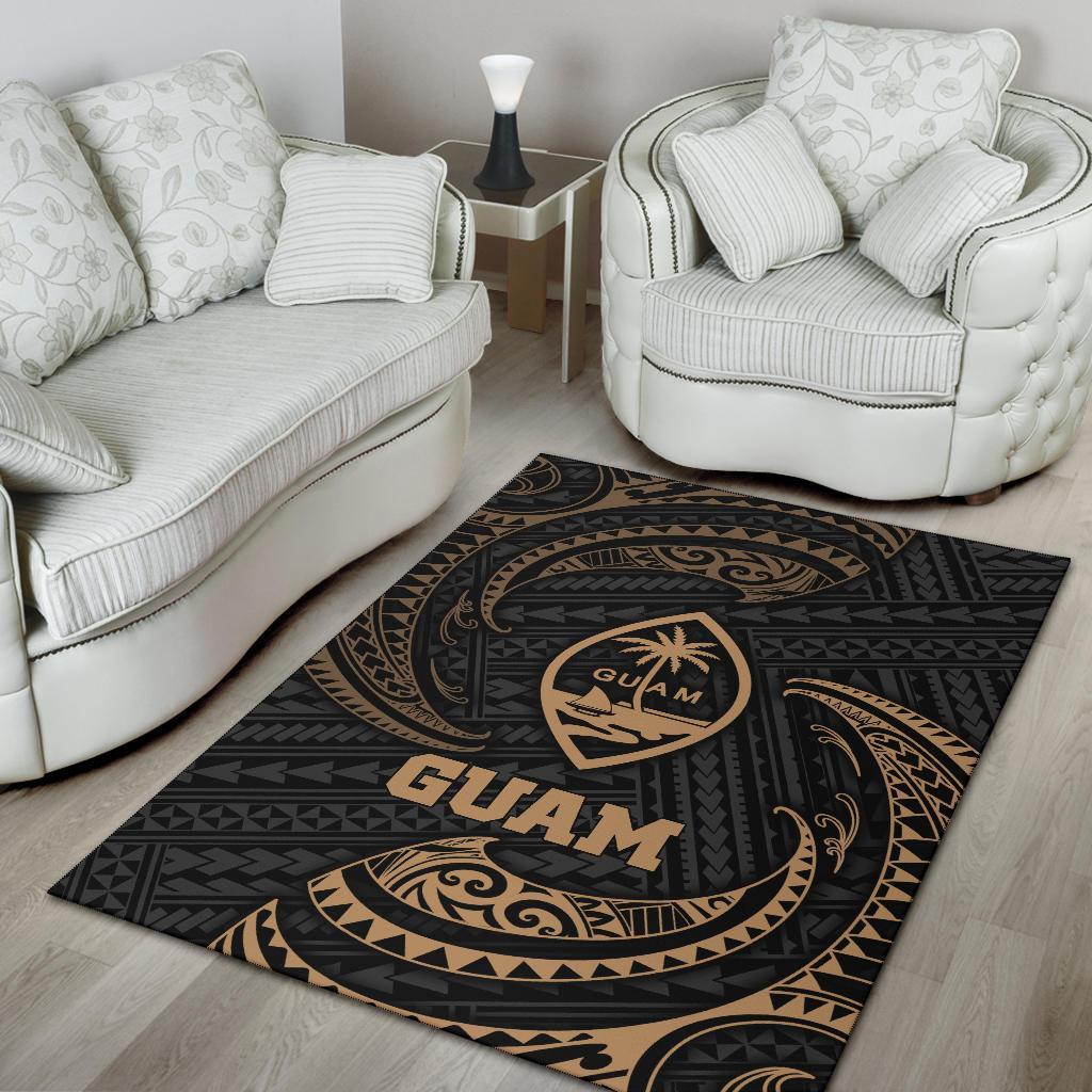 Guam Polynesian Area Rug - Gold Tribal Wave - Polynesian Pride