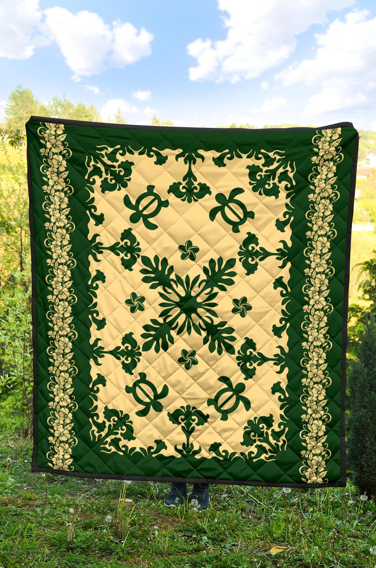 Hawaii Premium Quilt - Hawaiian Quilt Turtle Dance Sea Pattern - Polynesian Pride