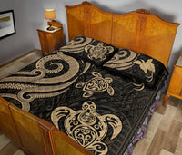Papua New Guinea Quilt Bed Set - Gold Tentacle Turtle - Polynesian Pride