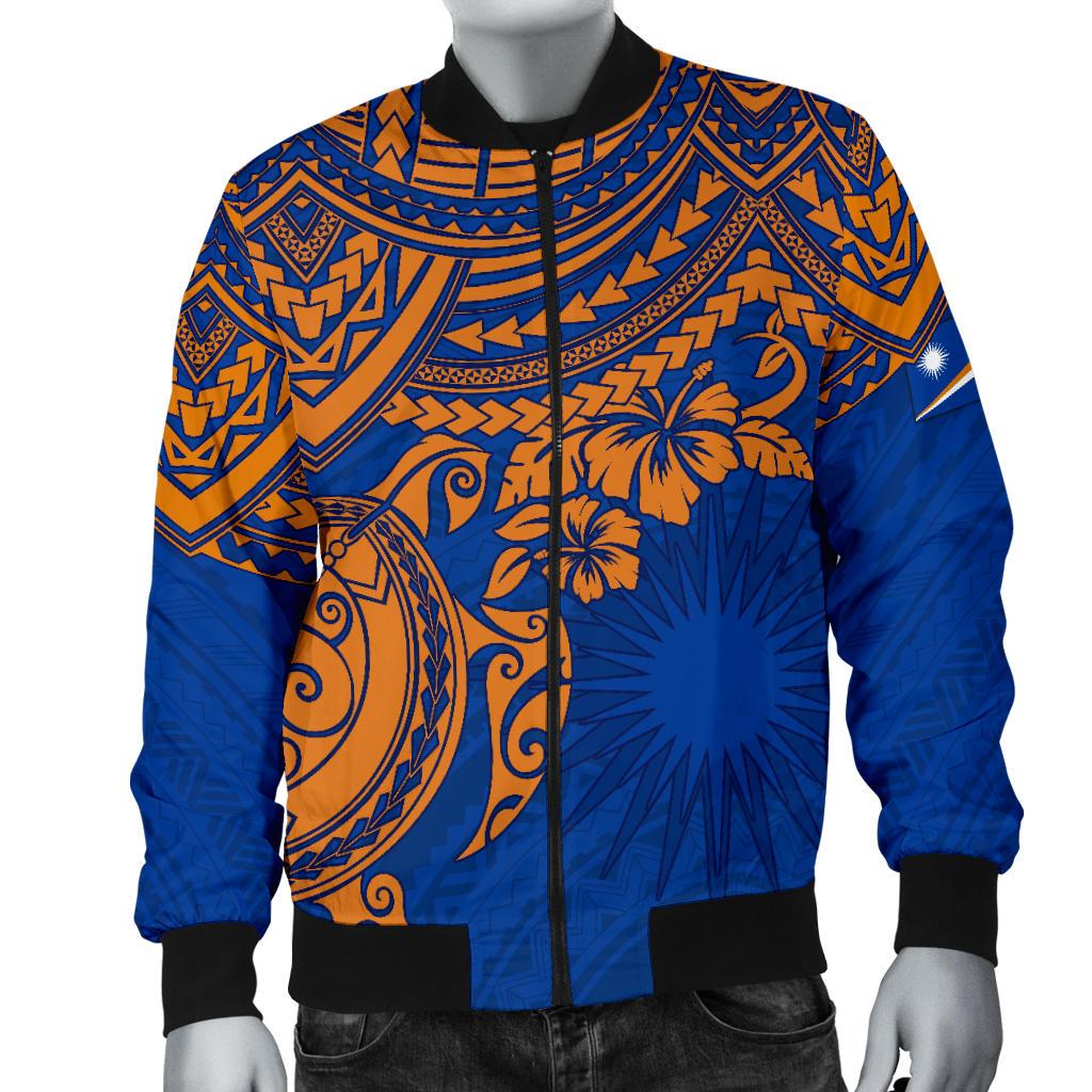 Marshall Islands Polynesian Bomber Jacket (Men) - Blue Turtle - Polynesian Pride
