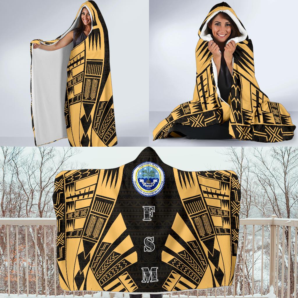 Federated States of Micronesia Hooded Blanket - Polynesian Tattoo Gold - Polynesian Pride