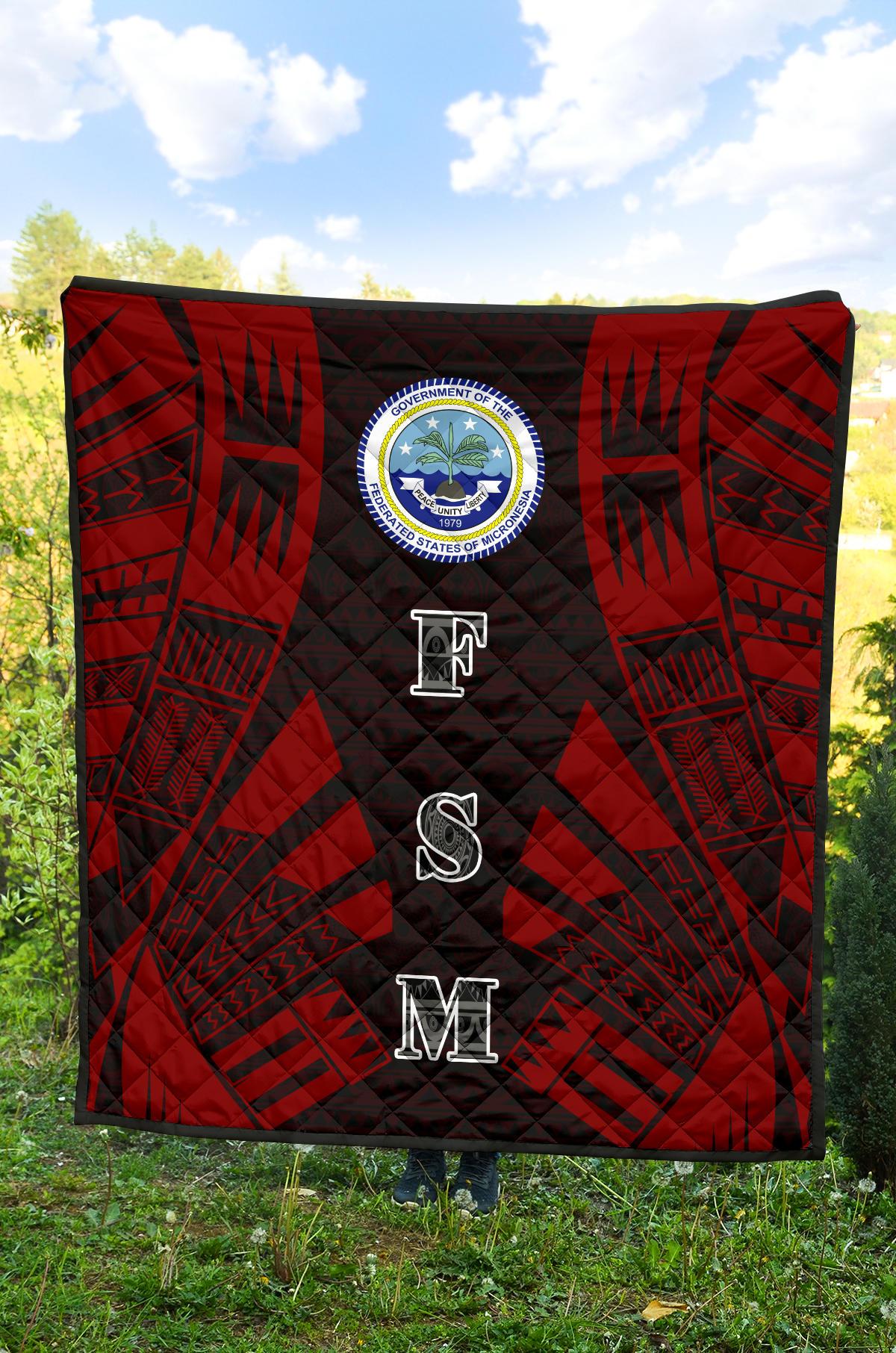 Federated States Of Micronesia Premium Quilt - Federated States Of Micronesia Seal Polynesian Red Tattoo - Polynesian Pride