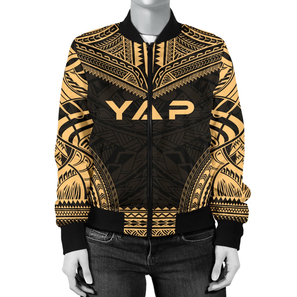 Yap Polynesian Chief Women'S Bomber Jacket - Gold Version - Polynesian Pride