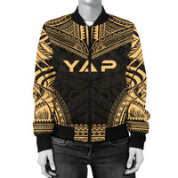 Yap Polynesian Chief Women'S Bomber Jacket - Gold Version - Polynesian Pride