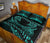 Aotearoa Quilt Bed Set Turquoise Maori Manaia With Silver Fern - Polynesian Pride