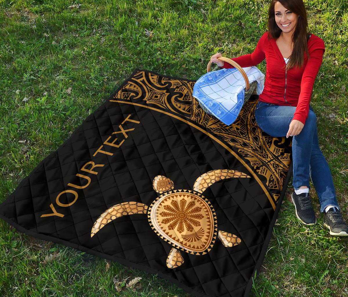 Polynesian Custom Personalised Premium Quilt - Gold Turtle Curver Style - Polynesian Pride