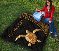 Polynesian Custom Personalised Premium Quilt - Gold Turtle Curver Style - Polynesian Pride