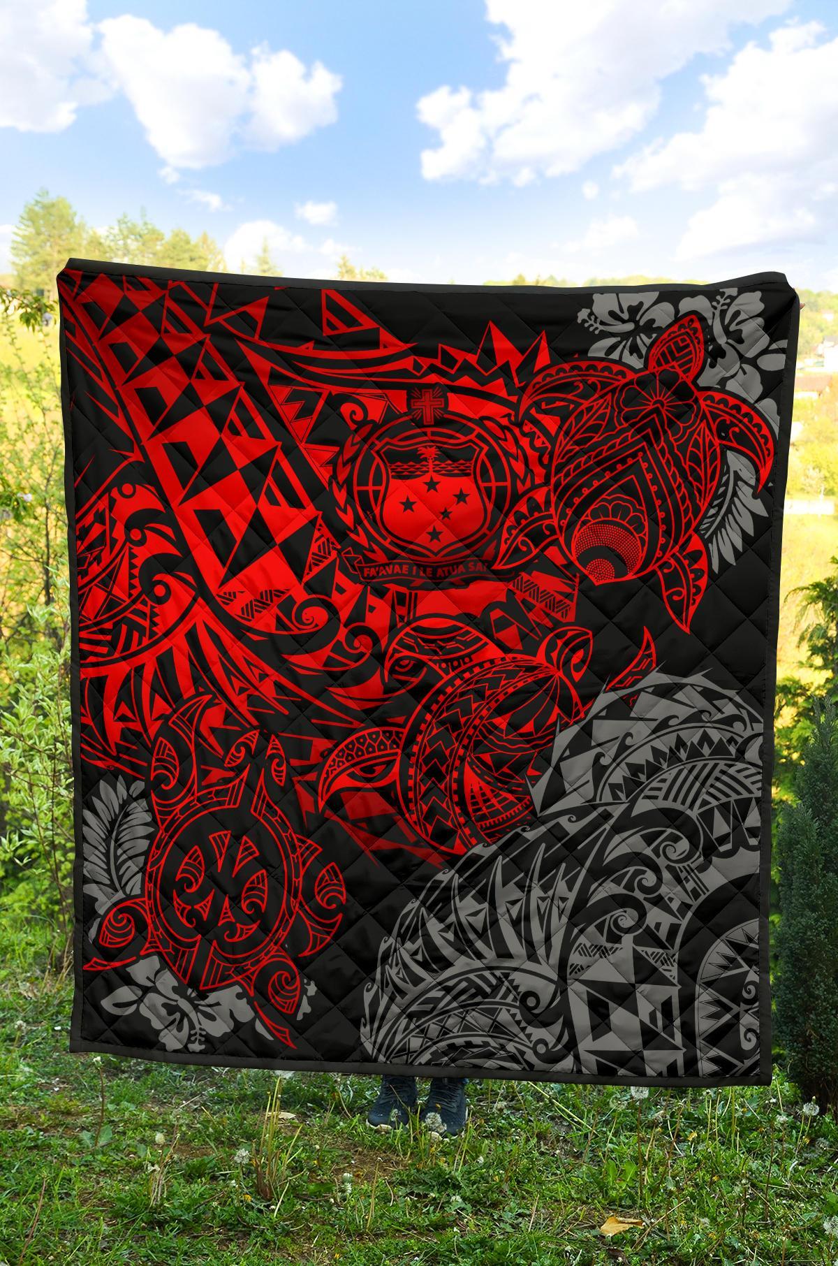 Samoa Polynesian Premium Quilt - Red Turtle Flowing - Polynesian Pride
