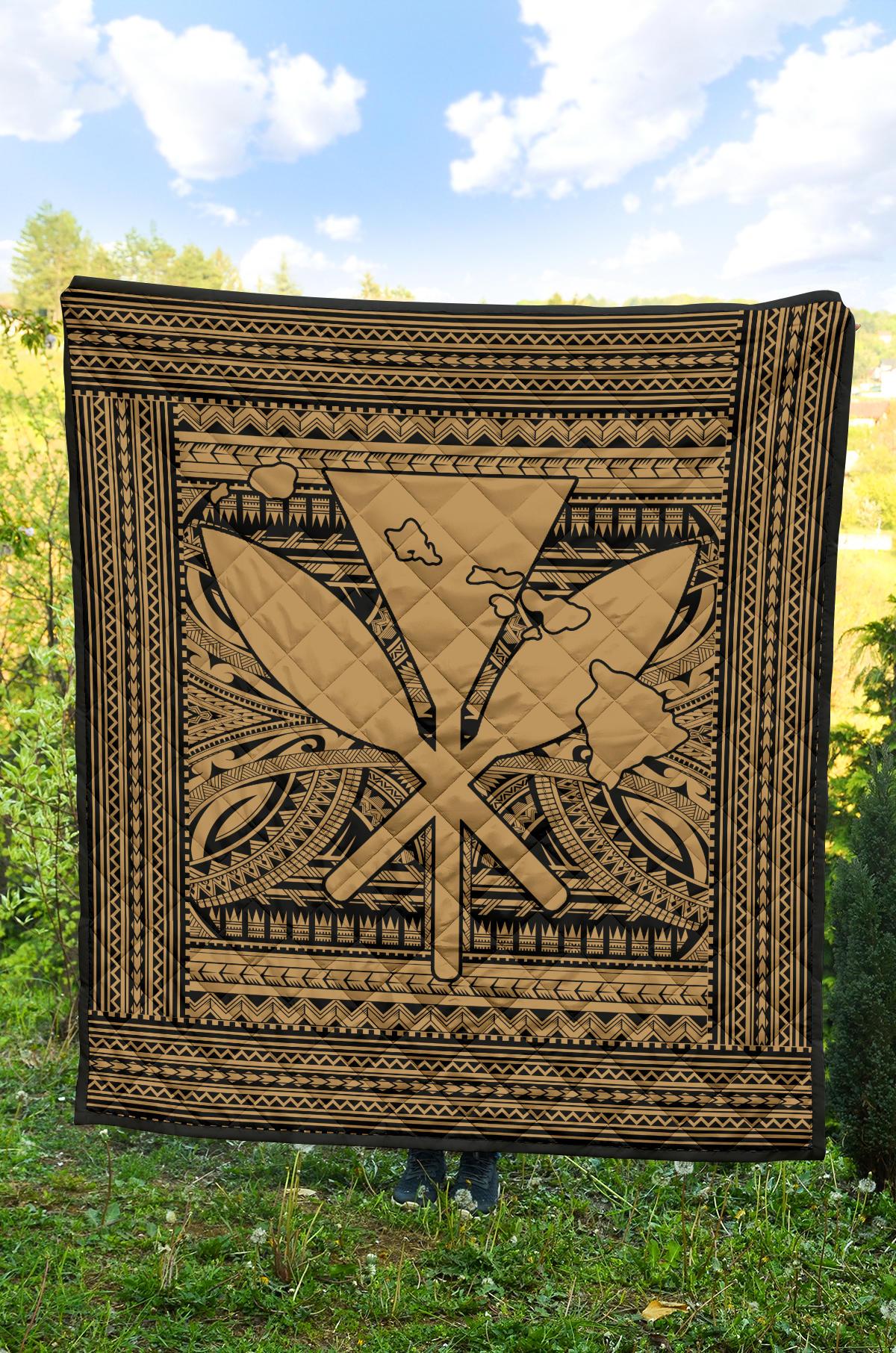 Hawaii Polynesian Kanaka Maoli Premium Quilt Gold - Polynesian Pride