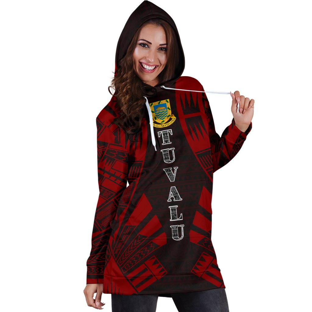 Tuvalu Hoodie Dress - Polynesian Tattoo Red - Polynesian Pride