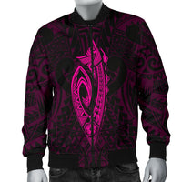Hawaii Kakau Makau Fish Hook Kanaka Map Men's Bomber Jacket Polynesian - Pink - Polynesian Pride