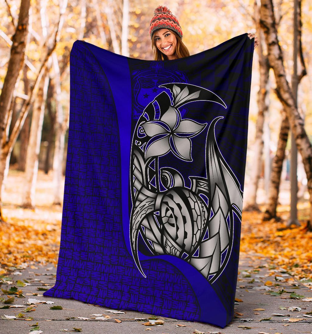 Samoa Polynesian Premium Blanket Blue - Turtle With Hook - Polynesian Pride