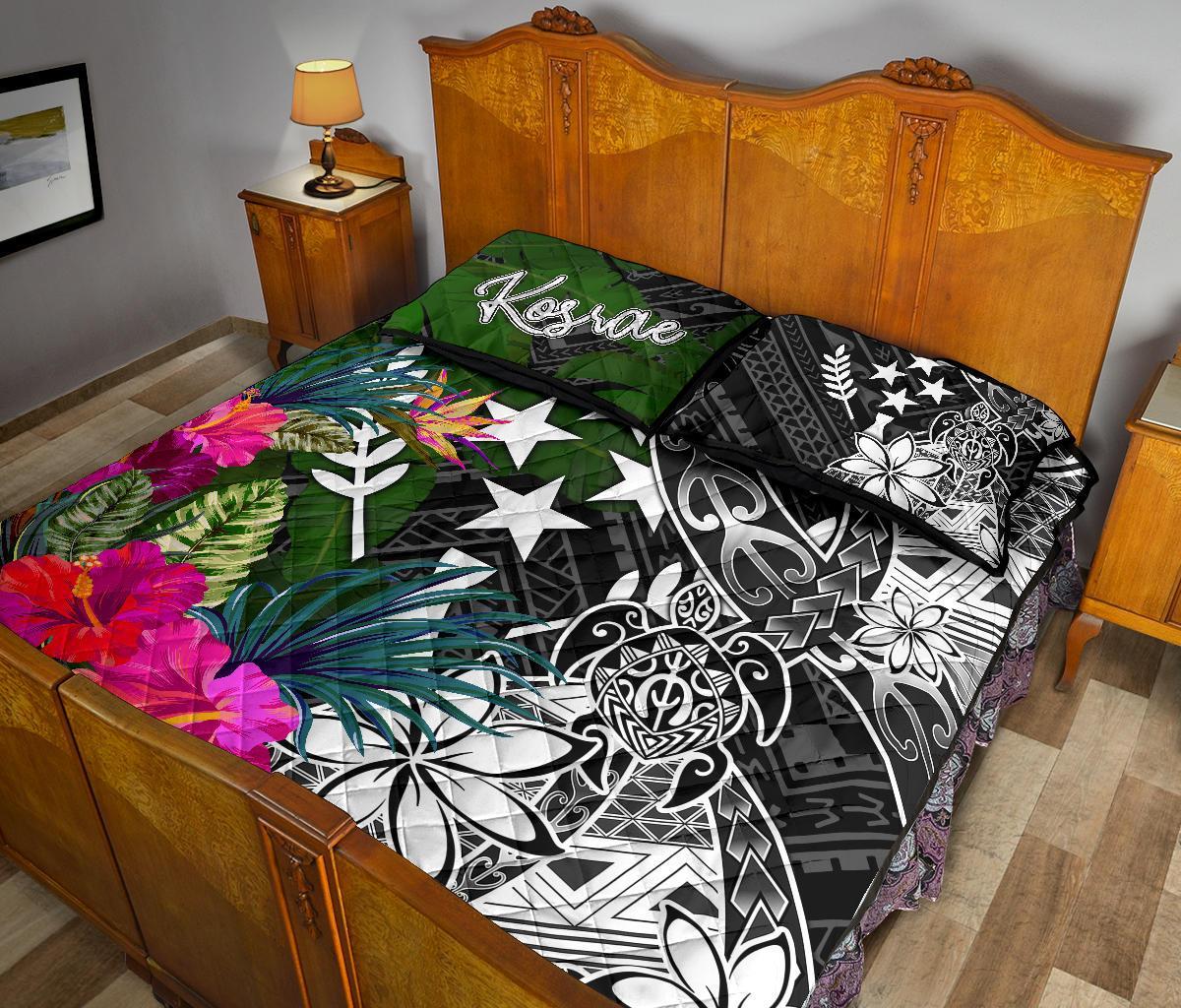Kosrae Quilt Bed Set - Turtle Plumeria Banana Leaf - Polynesian Pride