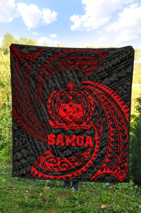 Samoa Polynesian Premium Quilt - Red Tribal Wave - Polynesian Pride