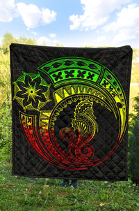 Polynesian Quilt - Polynesian Reggae Seahorse Tattoo - Polynesian Pride