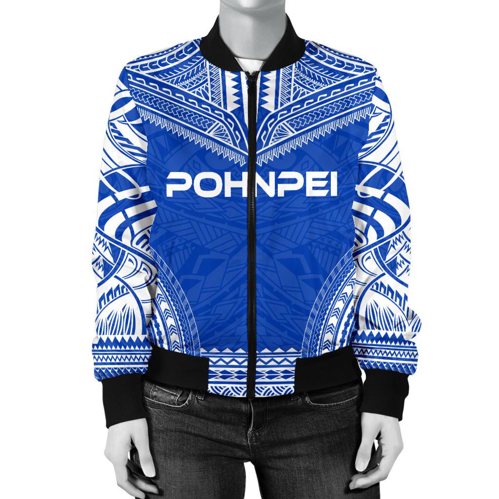 Pohnpei Flag Polynesian Chief Women'S Bomber Jacket - Polynesian Pride