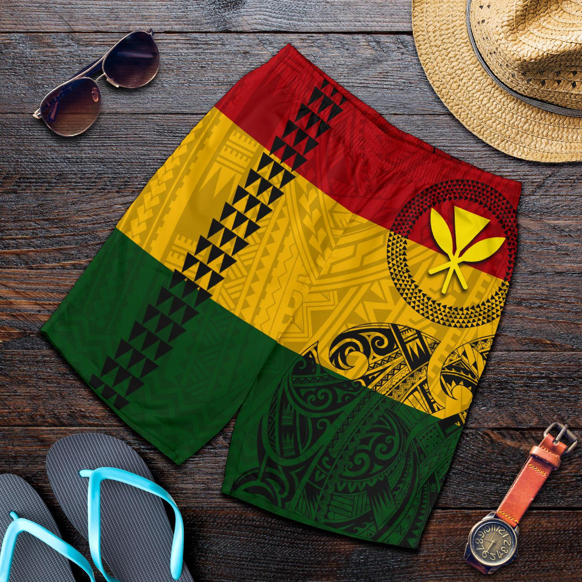 Hawaii Kanaka Flag Polynesian Men's Shorts - Polynesian Pride