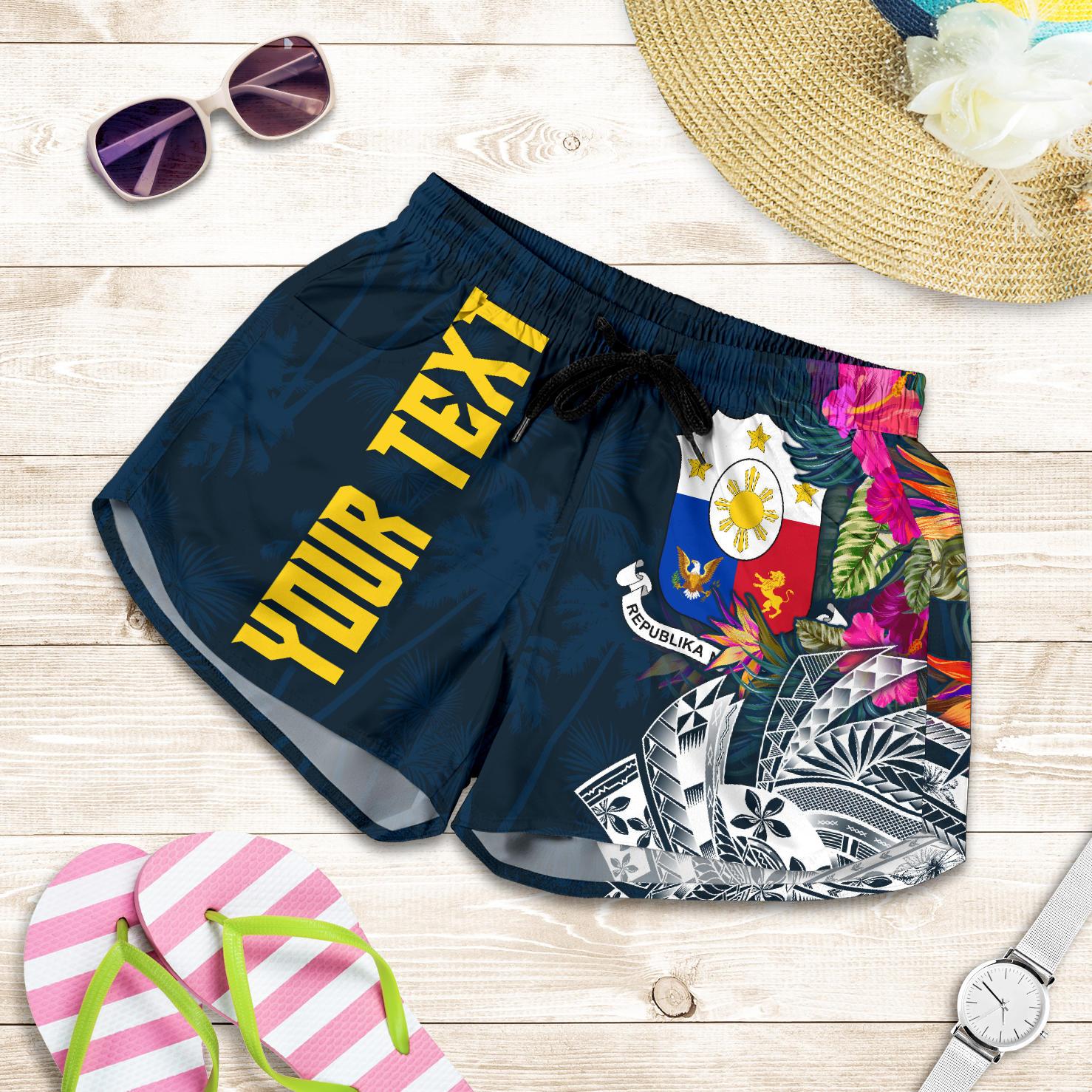 The Philippines Personalised Women's Shorts - Summer Vibes Women Blue - Polynesian Pride