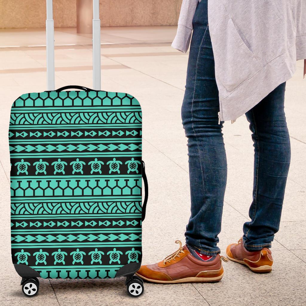 Polynesian Tattoo Tribal Turquoise Luggage Covers - Polynesian Pride