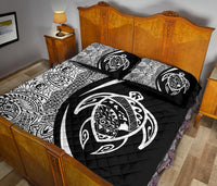Hawaii Turtle Map Polynesian Quilt Bed Set - White - Circle Style - Polynesian Pride