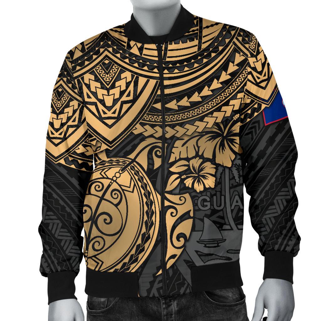 Guam Polynesian Bomber Jacket (Men) - Golden Turtle - Polynesian Pride