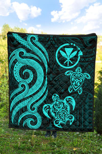 Hawaii Premium Quilt - Turquoise Tentacle Turtle - Polynesian Pride