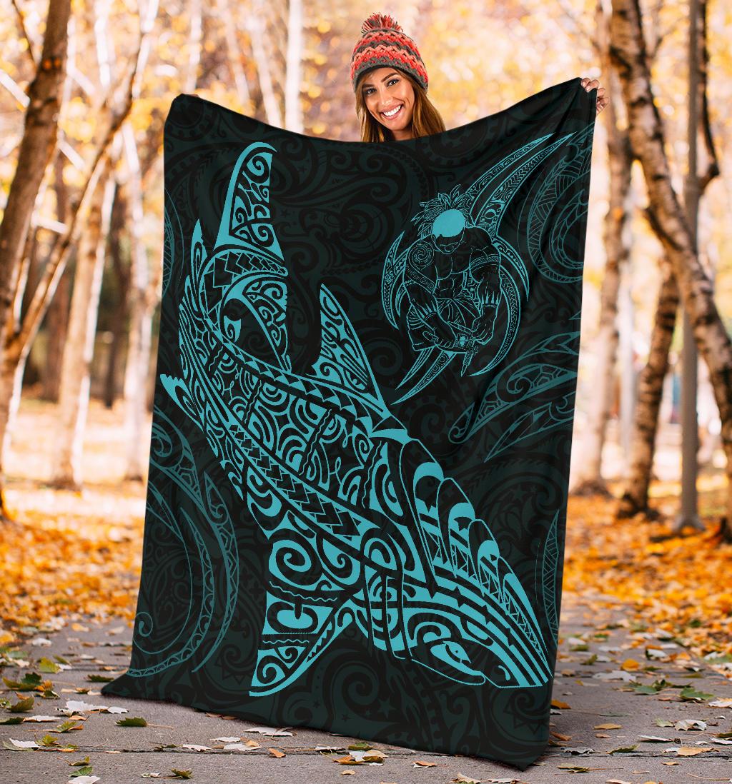 Shark Polynesian Blanket - Polynesian Tattoo Blue - Polynesian Pride