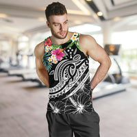 Kosrae Polynesian Men's Tank Top - Summer Plumeria (Black) Black - Polynesian Pride