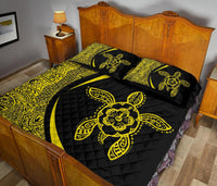 Hawaiian Polynesian Turtle Quilt Bed Set - Circle Style Yellow - Polynesian Pride