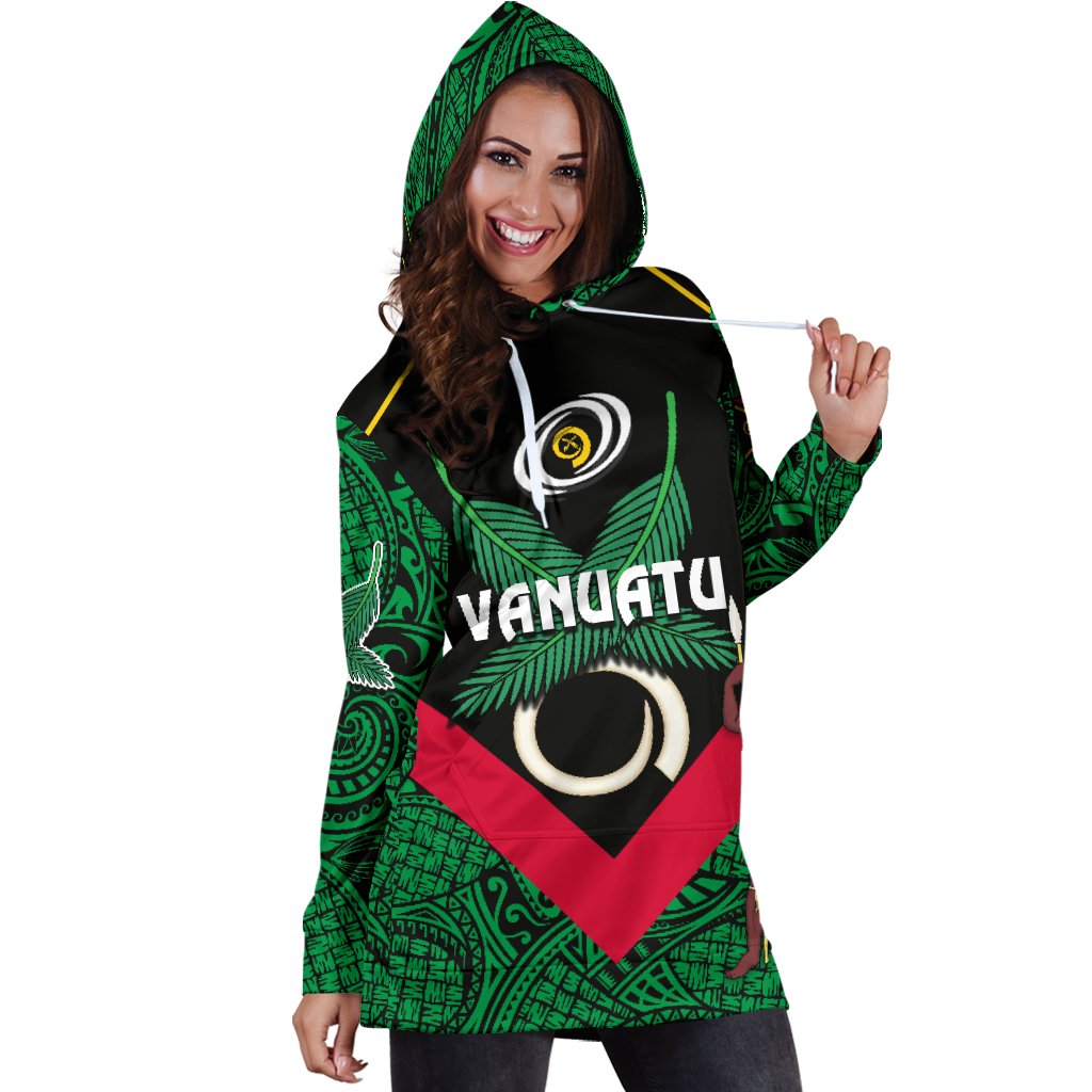 Vanuatu Rugby Women Hoodie Dress Flag Style - Polynesian Pride